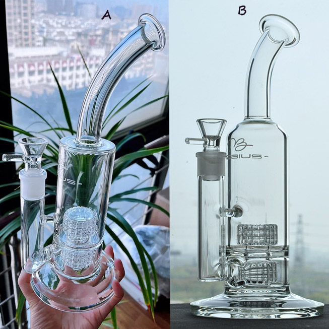 Mobius Glass bong Matrix Perc Water Pipes Bubbler Hookahs thick glass Water Bongs Recycler Oil With 18mm