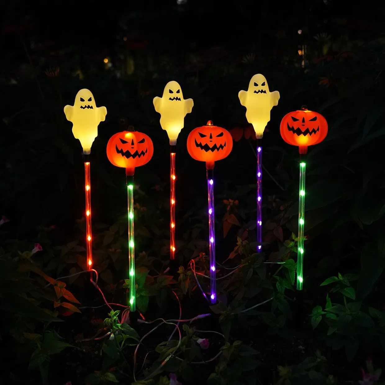 6pcs Solar LED Halloween Lights Pumpkin Eyeball Pathway Lights for Outdoor Patio Garden Lawn Decor Holiday Lights Waterproof C250922