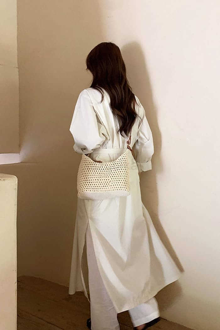 Women Small Cotton Crochet String Bag Handwoven Summer Beach Tote Bag Knitted Vacation Hobo Purse Bohemian Shoulder Handbag Z250922