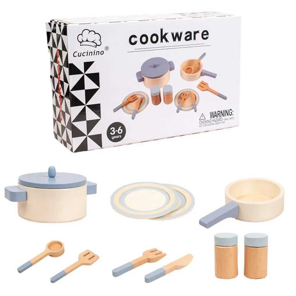 Wooden Mini Kitchen Toys Cookware Pot Pan Cook Pretend Play Educational House Toys For Children Simulation Kitchen Utensils Girl C250922