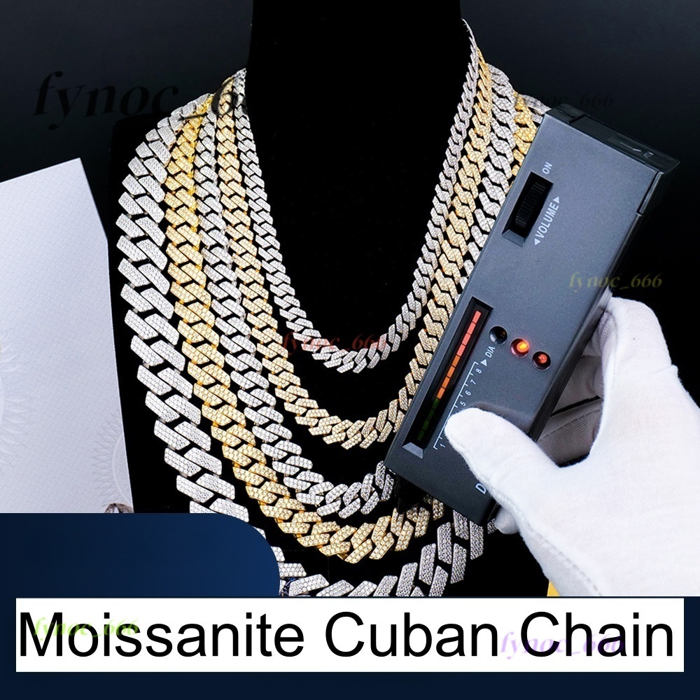 Unisex Solid 925 Silver Cuban Link Chain Heavy Hip Hop Accessory Gift Moissanite Necklaces