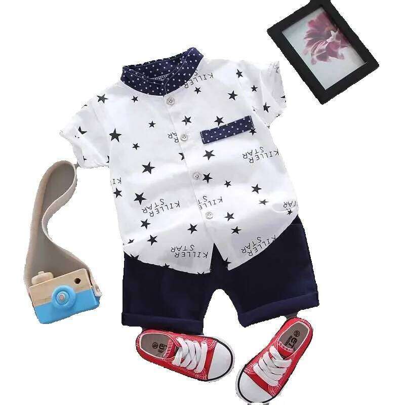 New Summer Baby Clothes Suit Children Boys Casual Shirt Shorts 2Pcs/Sets Infant Outfits Toddler Fashion Costume Kids Tracksuits J250625