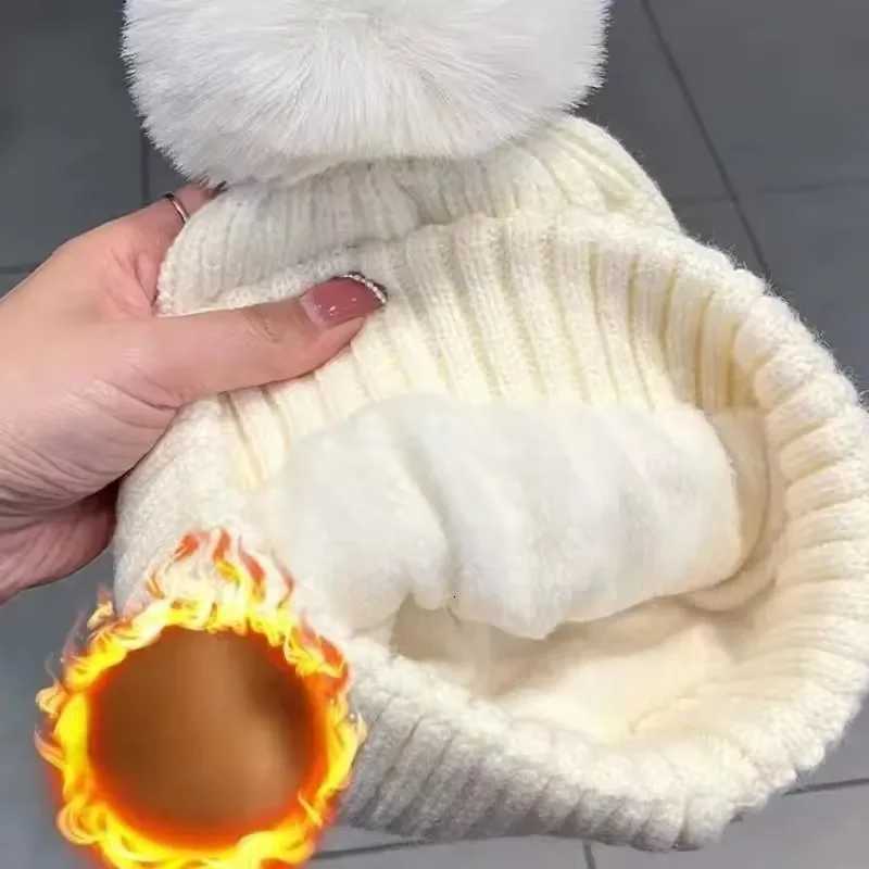 Winter Knitted Woolen Hat Wen Warm Beanies Top Wool Ball P Thermal Knit Hat Pr Sklies Outdoor Coldproof Ears C Y250922