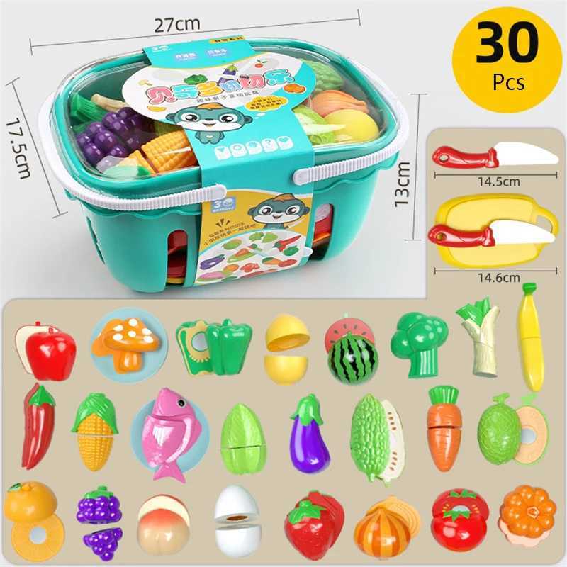 Kitchen Play House Toy Set Simulation Basket Fruit Vegetable Food Cutting Game Educational Kids Montessori Learning Girls Toy C250922