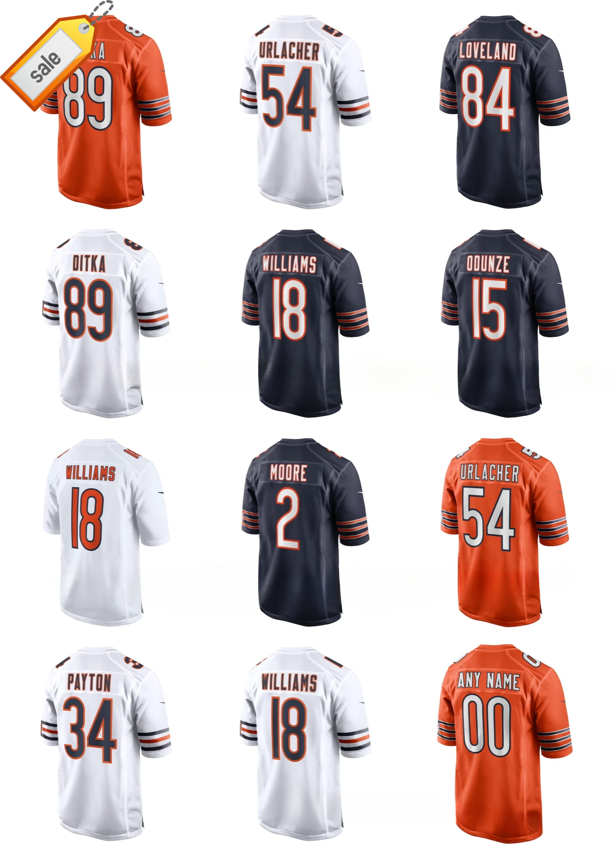 2025 NFL Bears Caleb Williams Colston Loveland Rome Odunze Walter Payton DJ Moore Mike Ditka Brian Urlacher Jaylon Johnson Tyrique Stevenson Custom Football Jersey