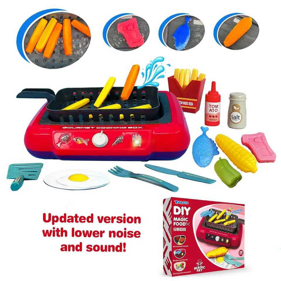Color Changing Kids Food Fryer Pretend Play Toys for kids 3 Gourmet Cooking Box toys gift for boys and girls C250922