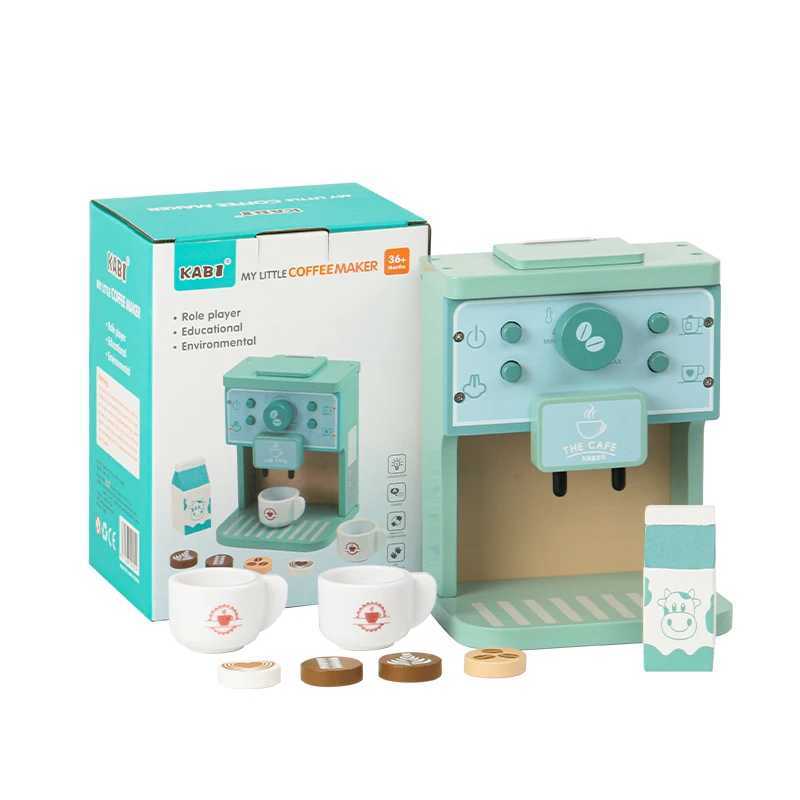 Children Gift Funny Montessori Educational Pretend Playing Wooden Kitchen Deluxe Coffee Machine Set For Toddler Toys C250922