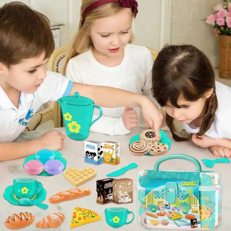 Girls Tea Party Set with Kettle Cookies Play Food for Kids Halloween Christmas Gift C250922