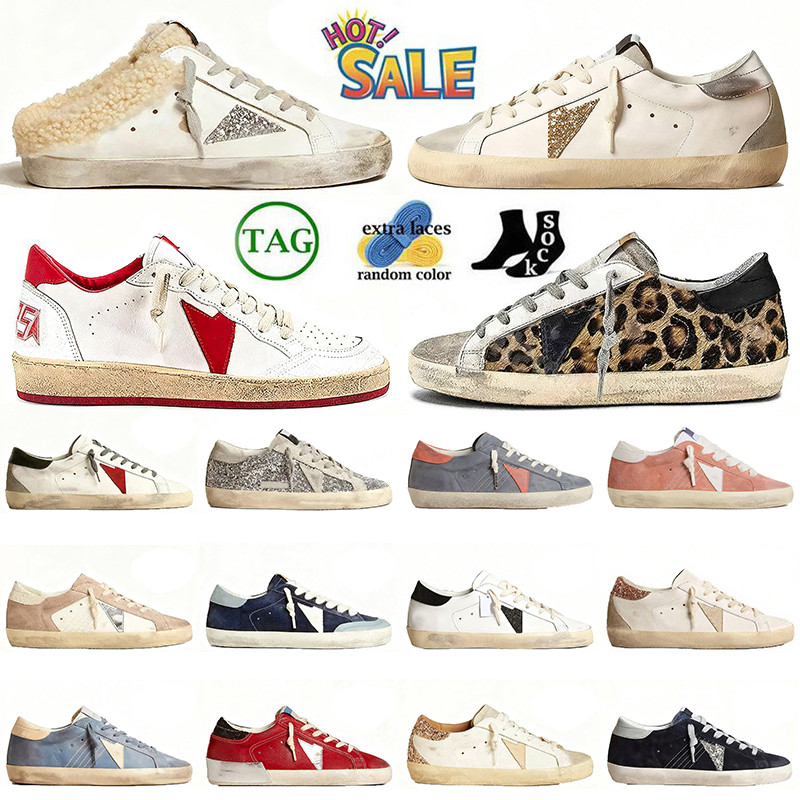 golden top designer star shoes fur slippers mens women superstar dirty loafers platform luxury Italy brand nappa leather stars ballstar trainers outdoor chaussure