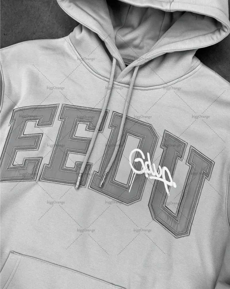 Gray Casual Street Trendy Brand Men Sets American Loose Goth Oversized Hoodie Letter Design Hip Hop Retro Sweatpants Women W250922