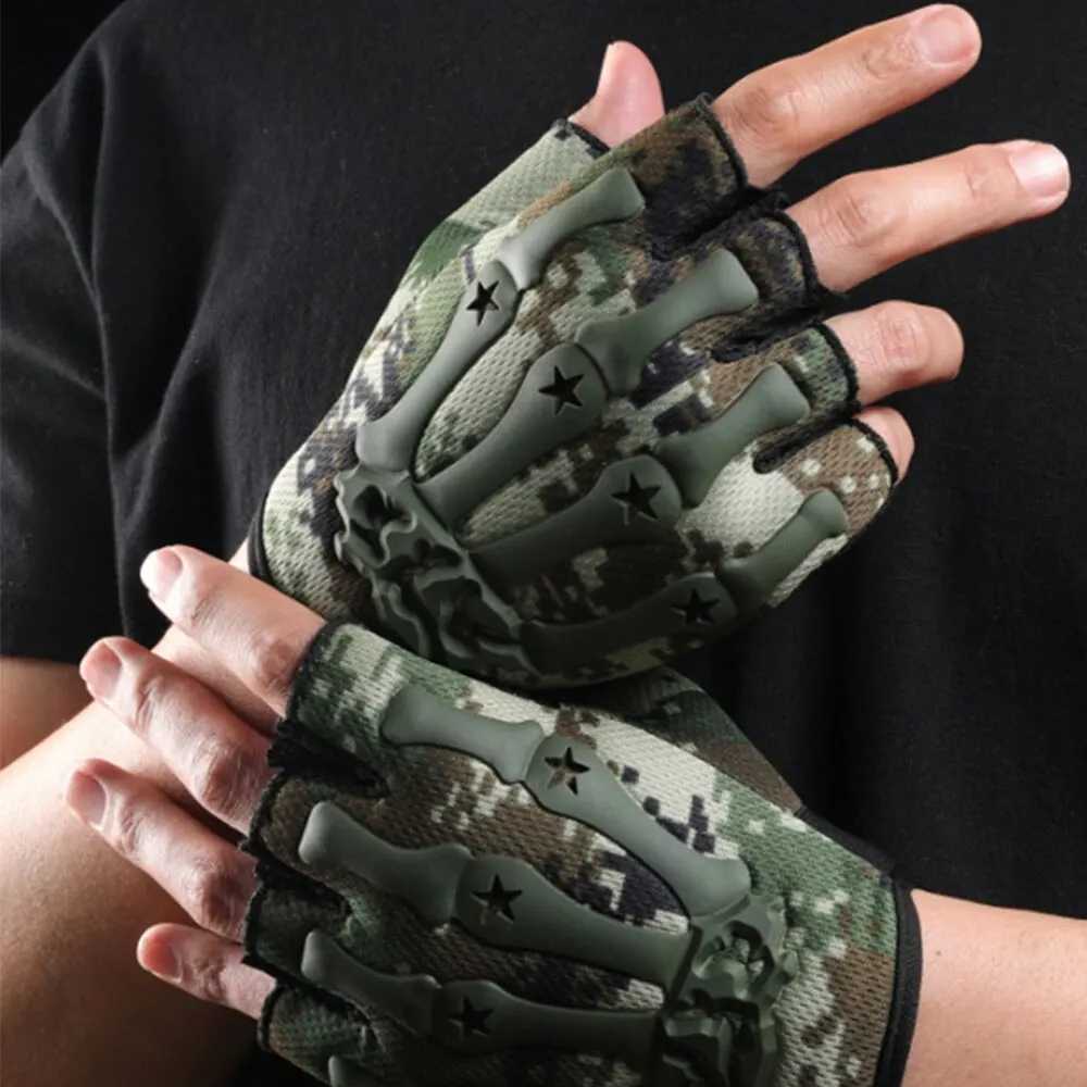 Tactical Riding Fingerless Gloves Nonslip Half Finger Gloves for Motorcycle Cycling Climbing Hiking Hunting Outdoor Sports J250922
