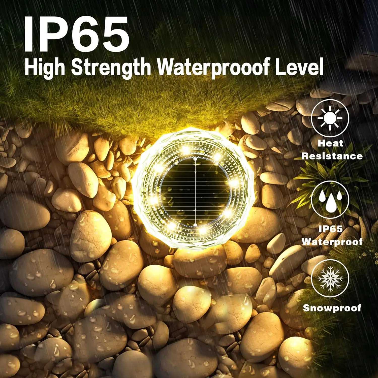 4/8/12PCS Solar Lights Outdoor Waterproof 8 LED Solar Ground Light Warm White Solar Buried Light for Patio Garden Lawn Driveway C250922