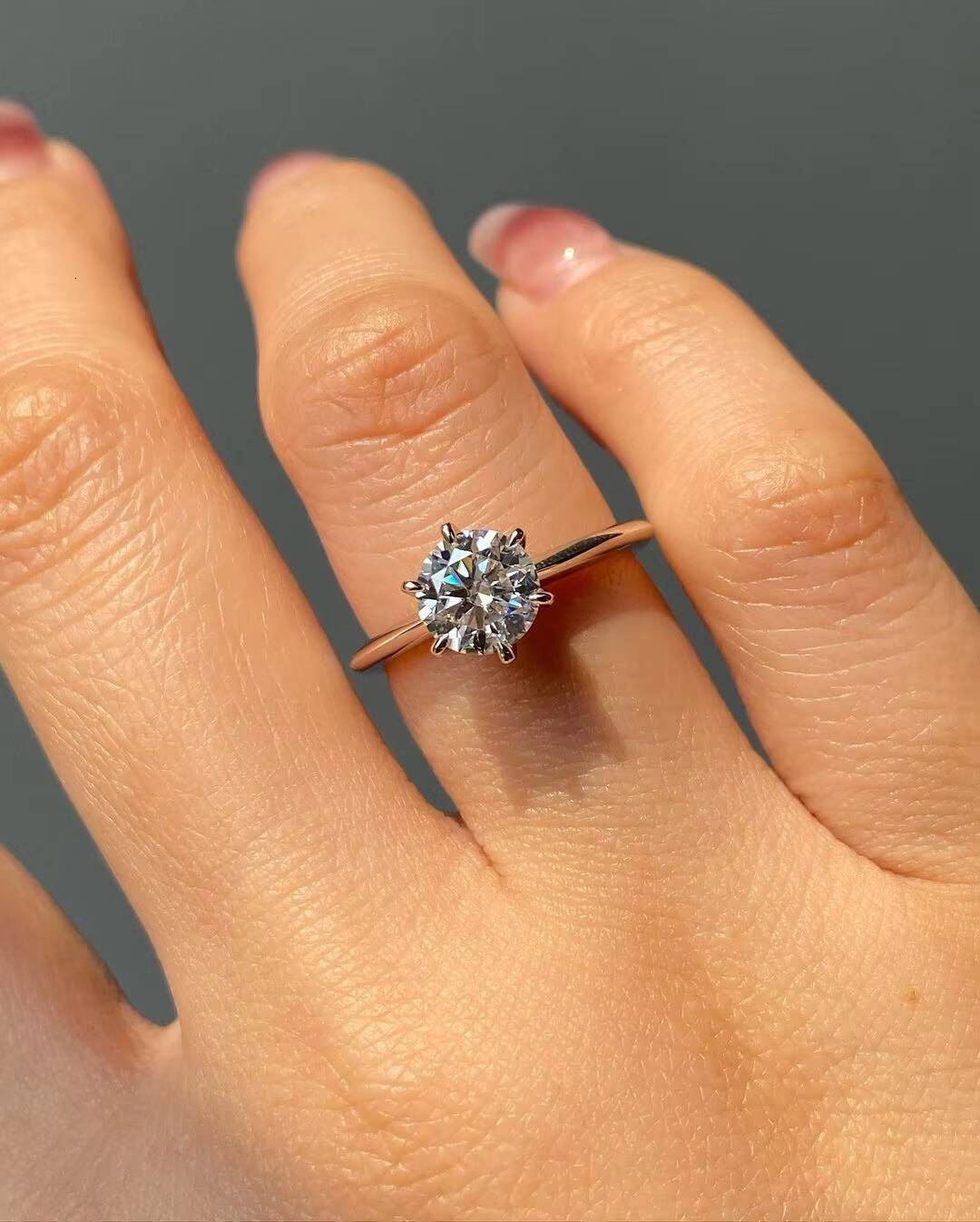 Custom Lab Grown Diamond 14k 18k Gold 2CT D VVS Round Cut IGI Certificate Lab Grown Diamonds Engagement Gift Girlfriend Rings