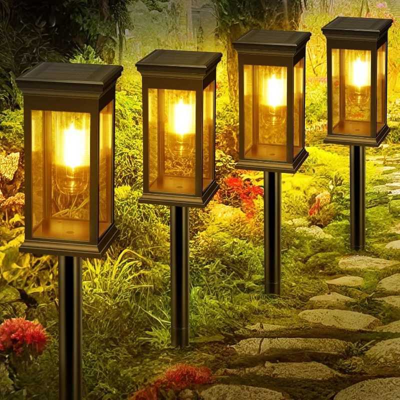 Solar Pathway Lights Solar Lights Outdoor Solar Powered Garden Lights for Walkway Yard Backyard Lawn Landscape Lighting Decor C250922