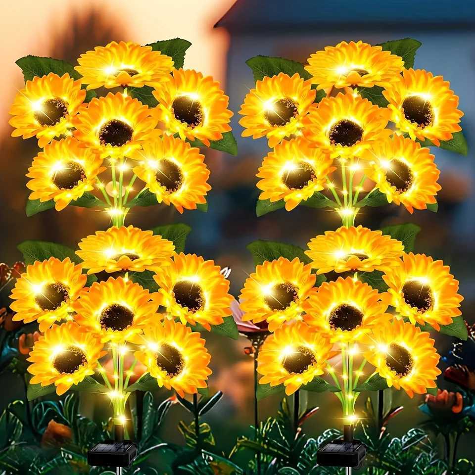 NEWEST 631Head Solar Simulation Sunflower with Luminous Pole LED Lights Garden Yard Lawn Night Lights Landscape Decor Lamp C250922