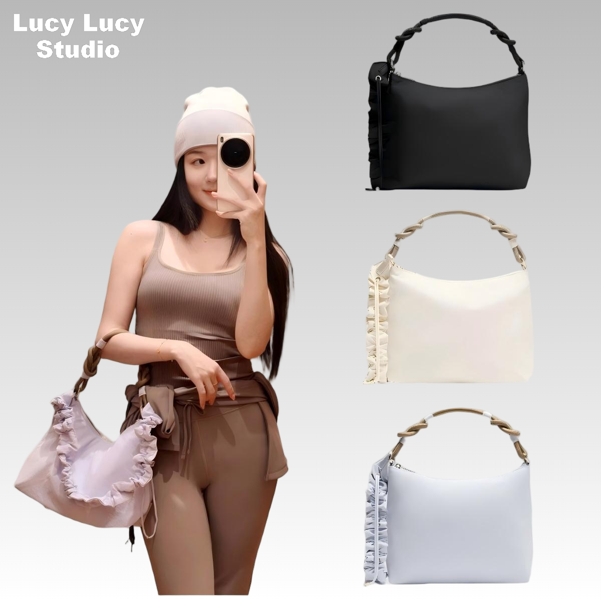 Women s multi functional pleated one shoulder crossbody bag tote bag fitness yoga bag shoulder strap removable 6L large capacity sports handbag