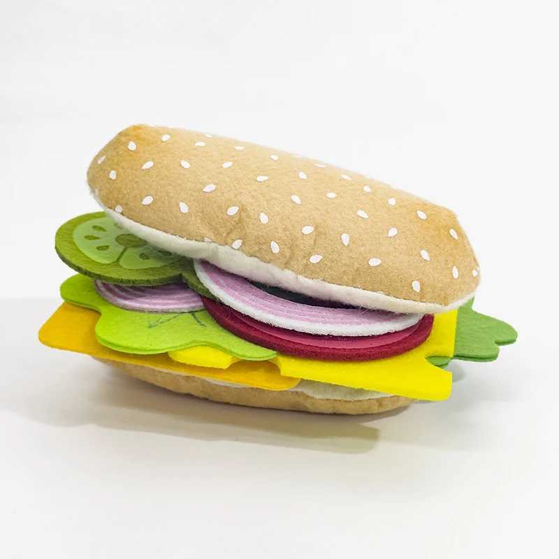10pcs Felt Food Burger Food Set Soft Hamburger Pretend Play Toy Felt Hot dog Toys Children Kitchen Role Playing Christmas Gifts C250922
