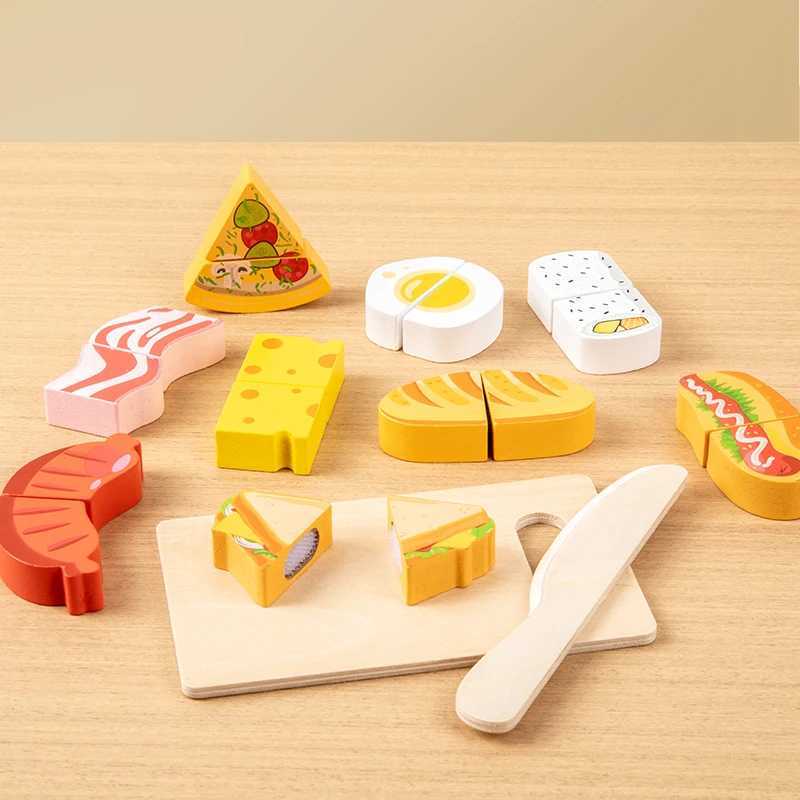 Childrens Kitchen Cooking Set Wooden Simulation Cutting Fruits Vegetables Food Toy Pretend Play Educational Toys for Children C250922