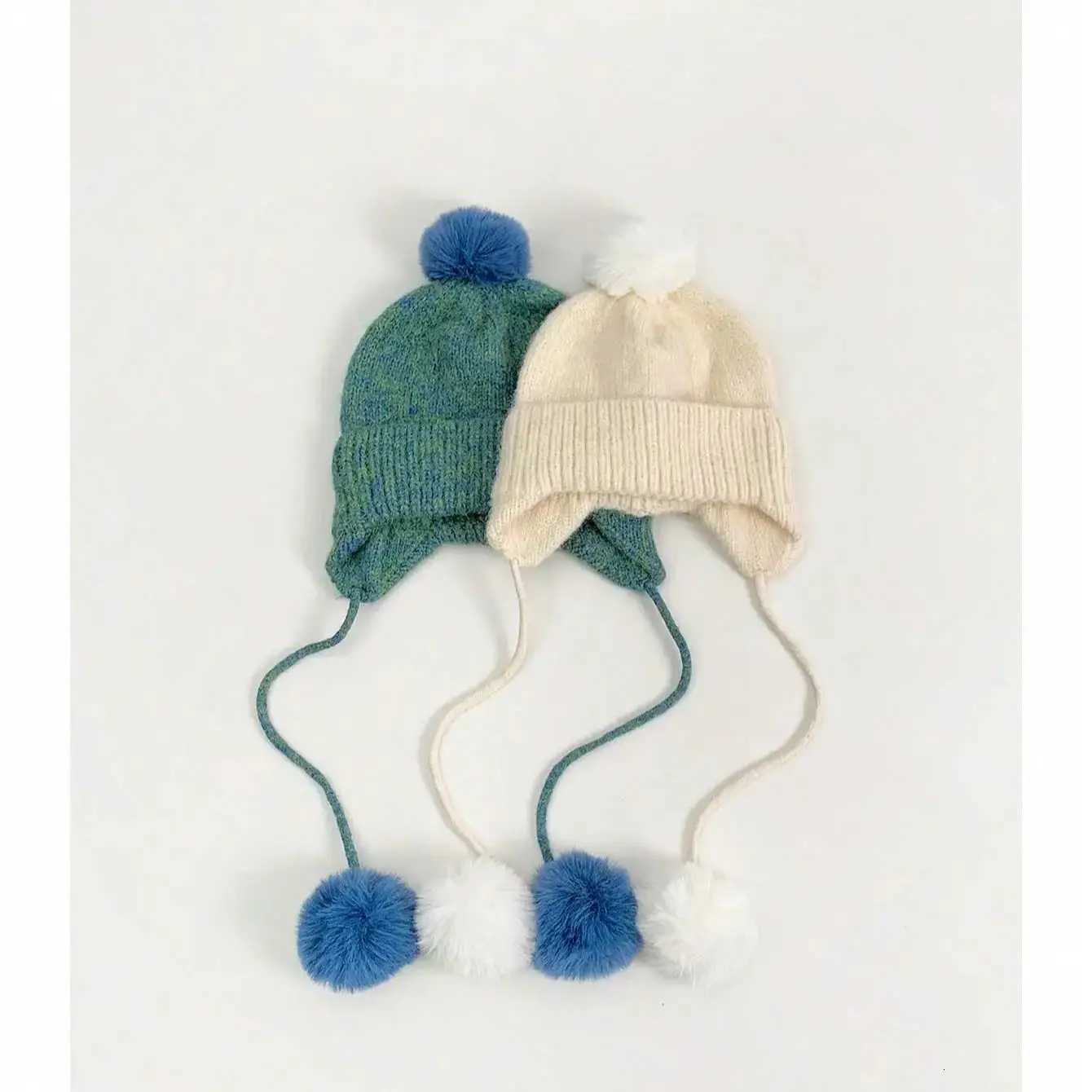 Mixed Color PP Knit Hat Fashionable Winter Warm EarProtecting Lei Feng Hat with PP Tie Wool Knitted Hat for Wen Y250920