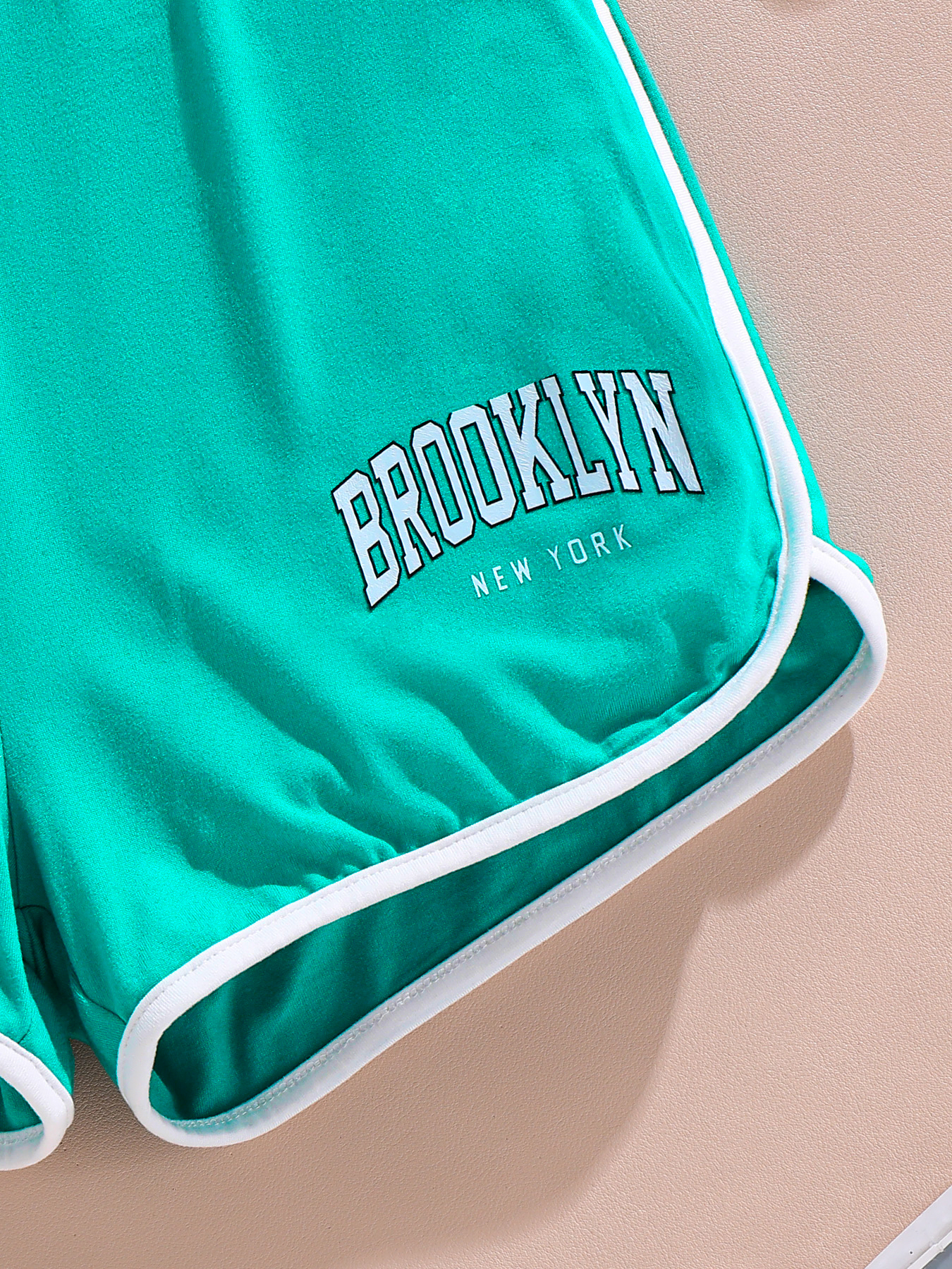 Toddler Girl 3pcs Sporty Set: "Brooklyn" Graphic Cami, Mesh Crop Top & Shorts, Trendy Active Outfits-KJ1X4120C