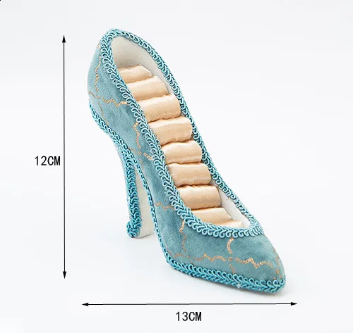 Valentines Day Retro European Personalized High Heels Ring Seat Peacock Blue Bronzing Jewelry Rack Display Stand Wedding Gifts 250922