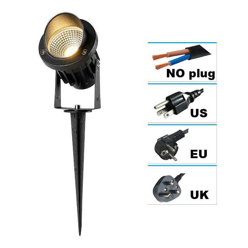 EUUS plugs LED Garden Lawn Lamp 10W 15W Waterprof IP65 220V12V24V Landscape Spike Bulb Garden Path Lawn COB Spotlights C250922