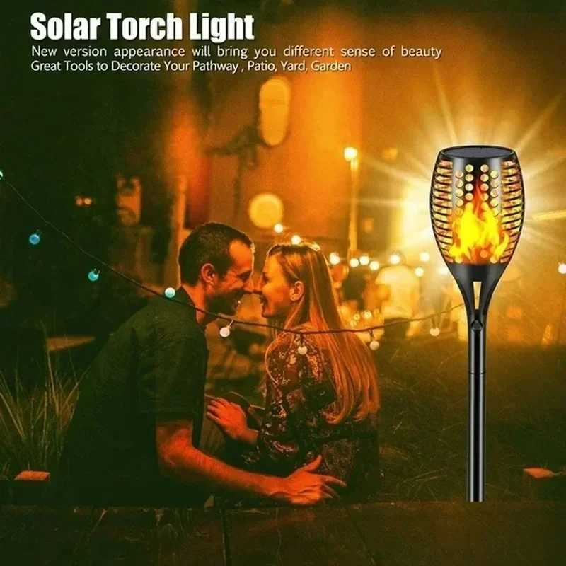Solar Flame Torch Light Outdoor Waterproof Flickering Garden Lighting for Lawn Pathway Yard Patio Landscape Halloween Decoration C250922