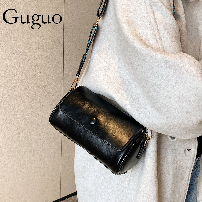 Guguo Designer Bag Vintage Small Luxury Bag Bag For Women, Niche 2025 New Trend Spring Versatile Wide Strap Shoulder Crossbody Bag, Popular Cylinder B