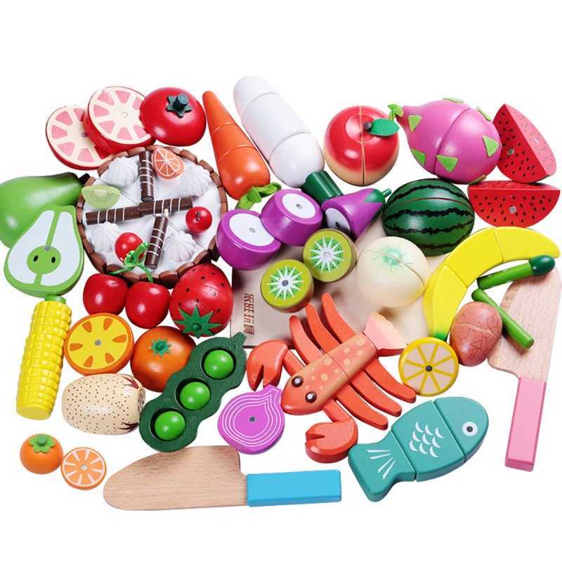 1PCS Magnetic Wooden Cutting Fruit Vegetables Food Toys Pretend Play Simulation Kitchen Model Educational Toys For Children Kids C250922