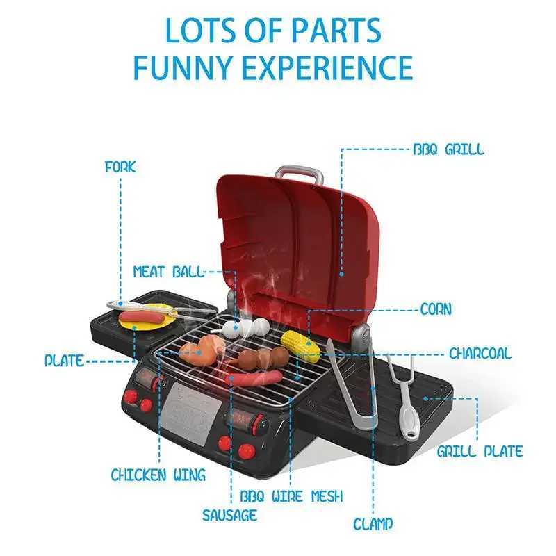 Pretend Play Kitchen Barbecue Simulation Electric Barbecue Oven Food BBQ House Play Role Pretend Play House Play Toys For Girls C250922