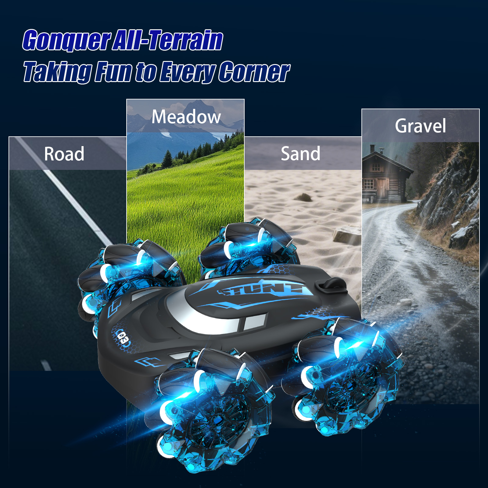 Blue - Small Dual-Sided Vehicle (Single Remote Control)