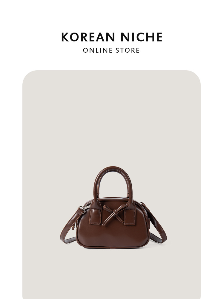 2025 Popular Style Fashion Versatile Cute Bowknot Bowling Korean Version Niche Design Women's Handbag Shoulder Crossbody Bag