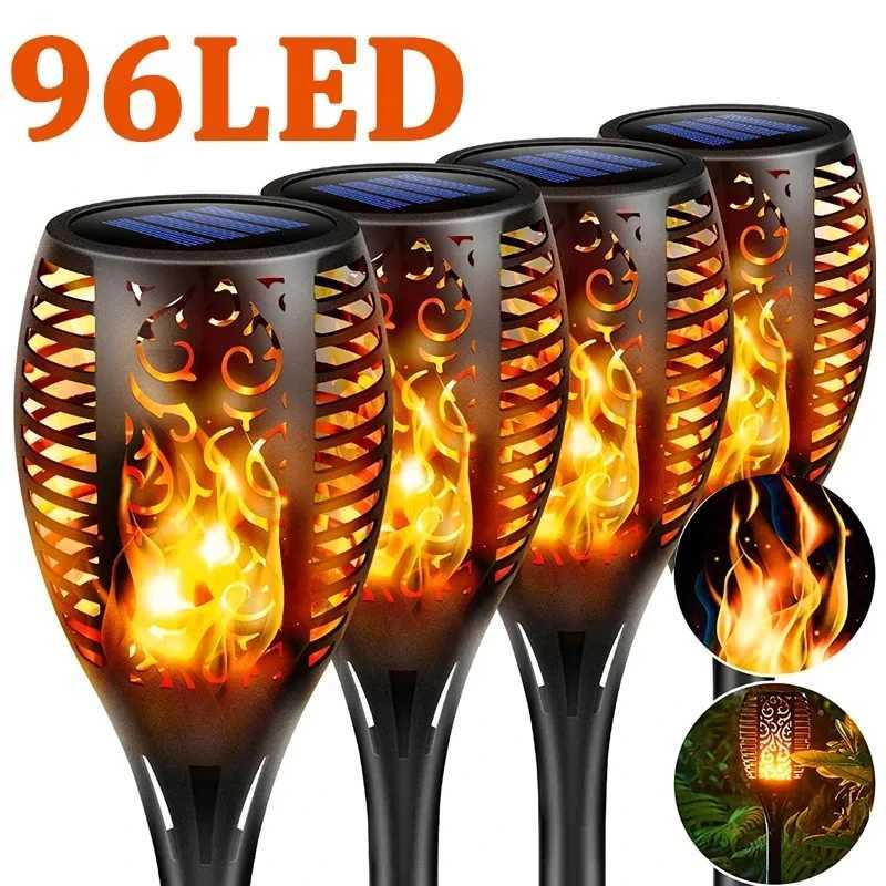 96 LED Outdoor Solar Torch Lights Waterproof Garden Patio Flickering Dancing Flame Lamp Lawn Lighting C2509221