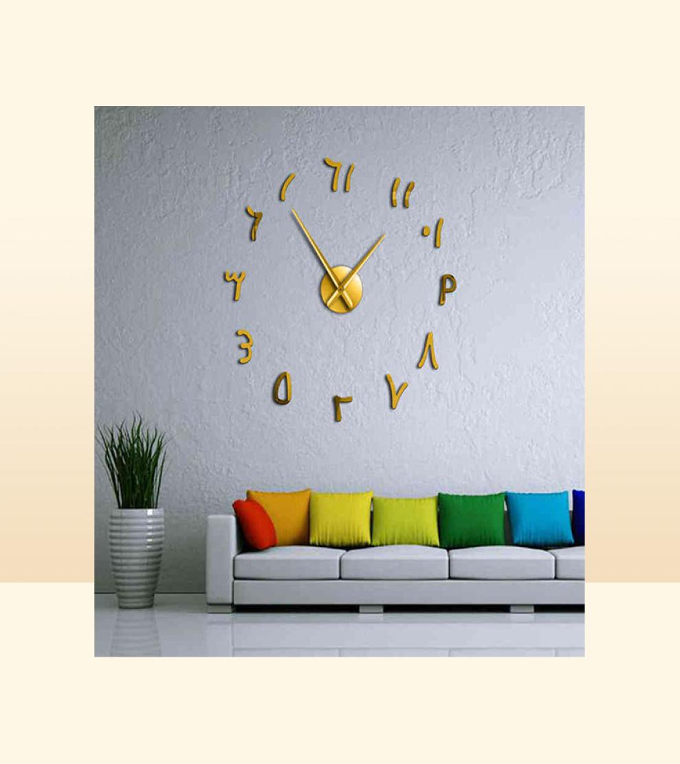 Wall Clocks Arabic Numbers Diy Giant Wall Clock Arabic Numbers Acrylic Mirror Effect Stickers Frameless Large Silent Wall Watch Ho9958740