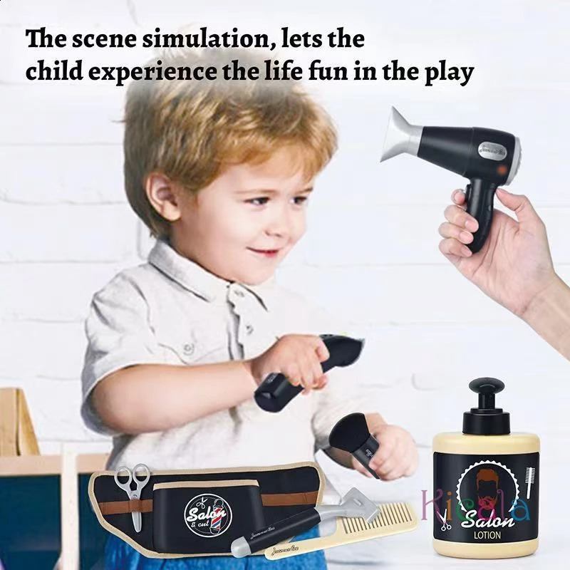 Barber Shop Pretend Play Toy Haircut Barber Set Toy Hair Salon Play Set Kids Shaving Kit Birthday Gifts for Boys 3 Year Old 250920