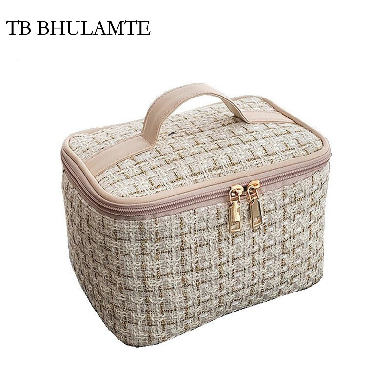 TB BHULAMTE Designer Luxury Makeup Organizer Bag Multi-functional Small Fragrance Style Large Capacity Woven Toiletry Bag Portable High Appearance Han