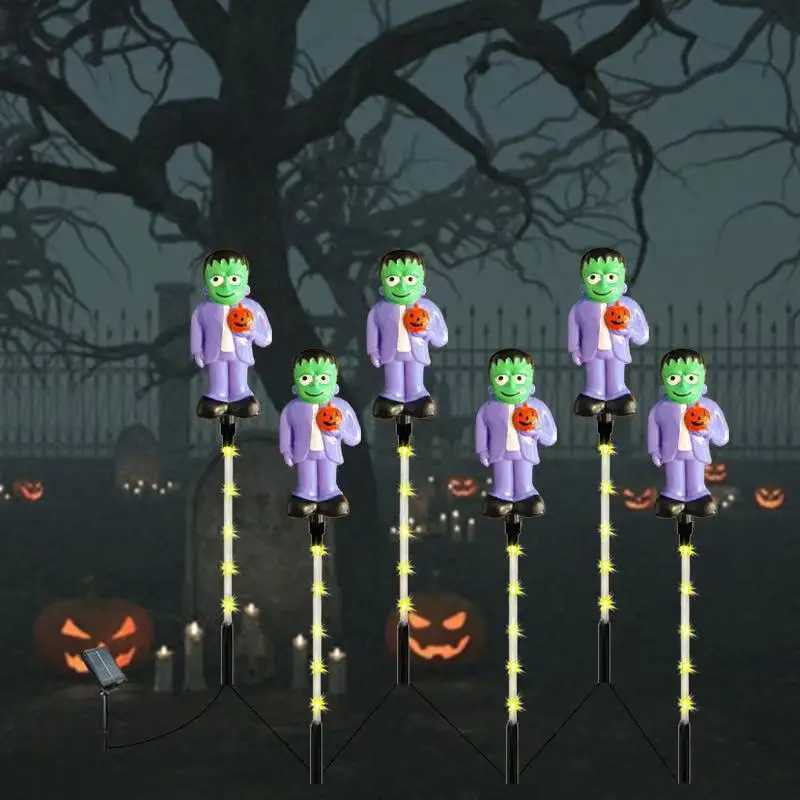 6pcsset SolarPowered Halloween Decoration Lawn Lights For Garden Pumpkin Ghost Design Outdoor LED Yard Lights Holiday Lamp 601 C250922