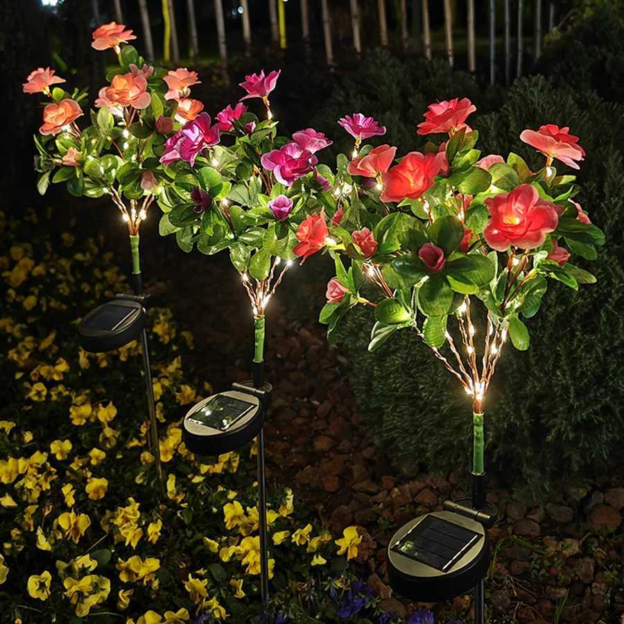 LED simulation lawn light solar azalea flower ground plug light outdoor courtyard decoration light C250922