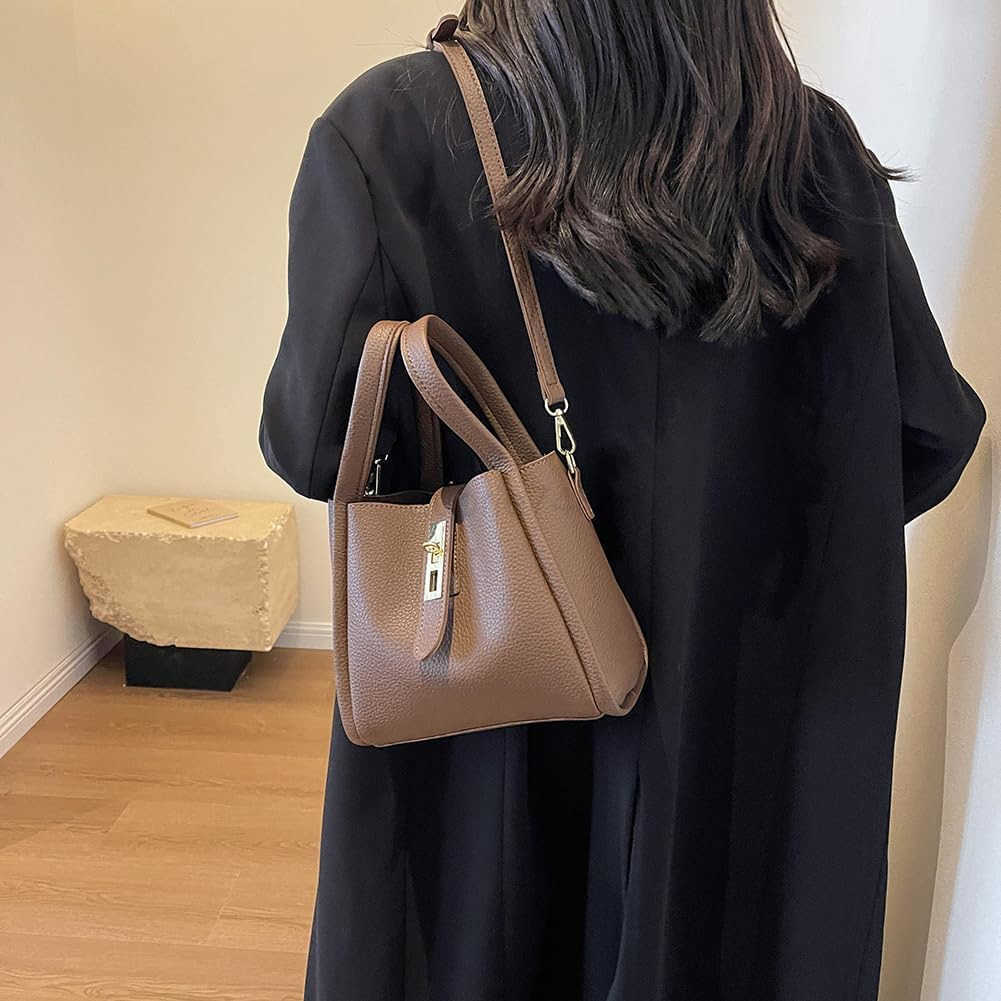 Bucket Bags for Women Leather Crossbody Bucket Purse Small Handbag Trendy Vintage Shoulder Bag with Small Purse C260116