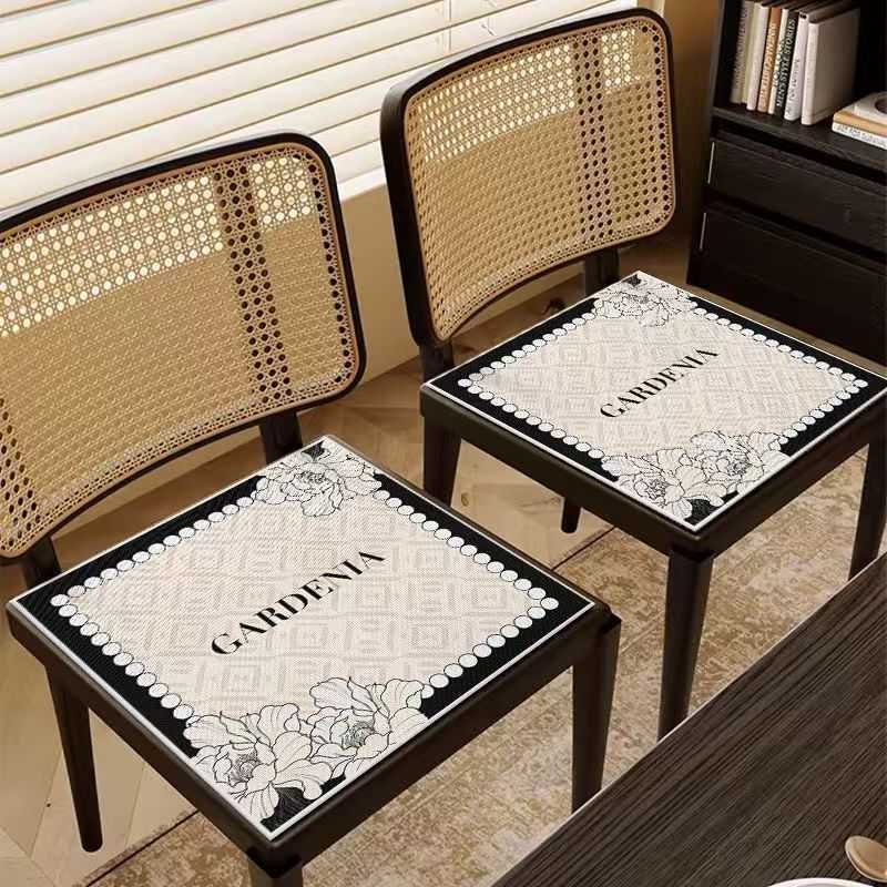 Summer Ice Silk Seat Cushion Office Long Sitting Cool Breathable Chair Cushion French Style Home Dining Chair Stool Cushion C250922