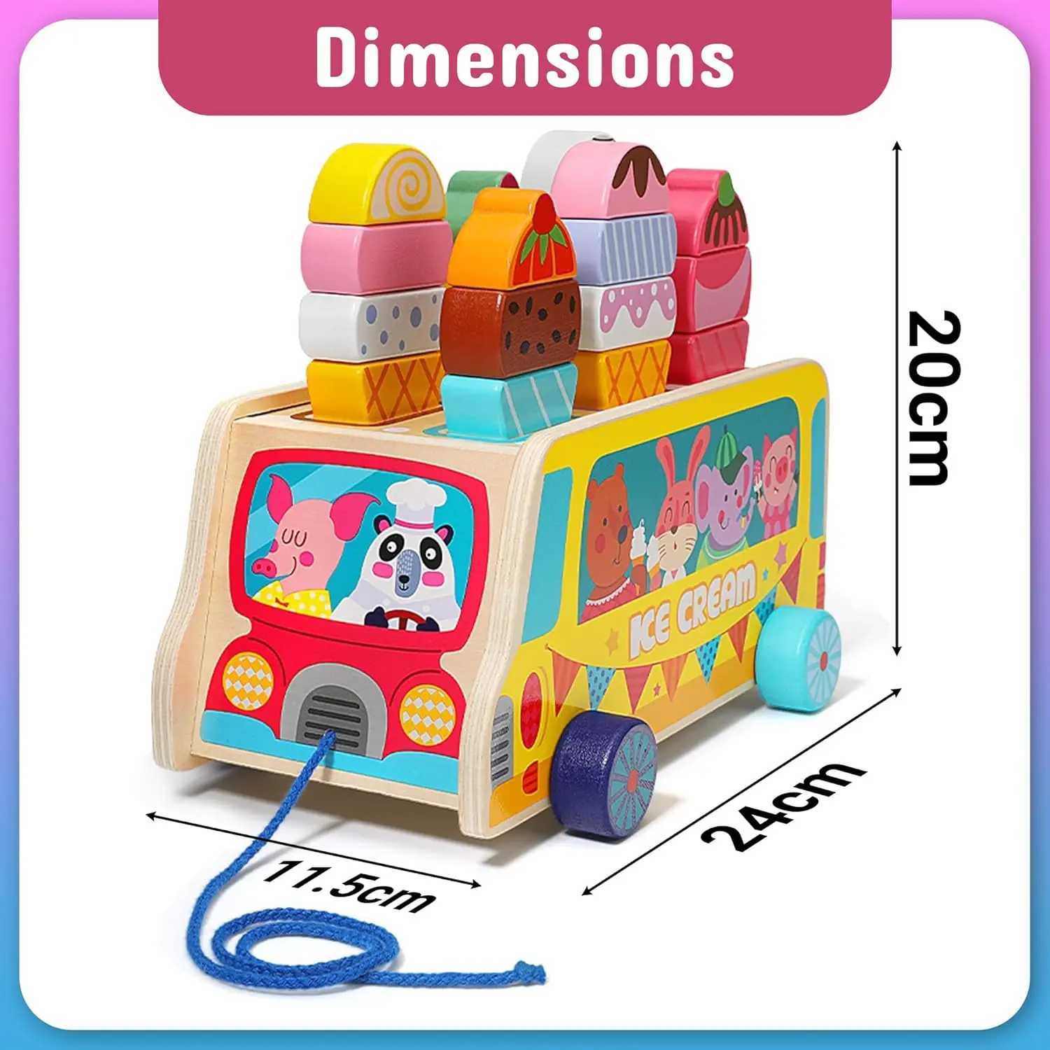 28 pcs Magnetic Ice Sweet Treats Pretend Play Wooden Ice Truck Food Accessories Montessori Sorting Stacking Toys C250922