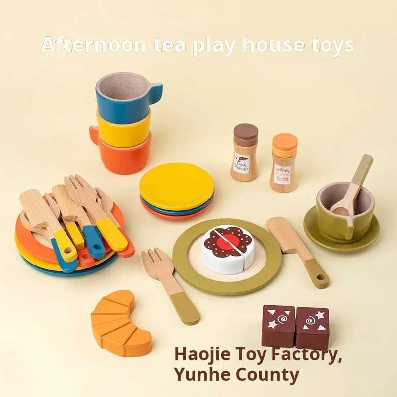 Funny Childrens Wooden Kitchenware Suit Creative Tableware Play House Cooking Pot Cooking Simulation Kitchen Toys Gift C250922