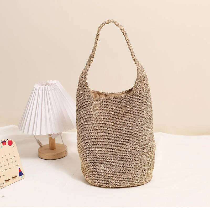 Designer Luxury Leisure Large Capacity Shoulder Woven Bag Hand Held Water Bucket Vacation Beach Versatile Women S Bags
