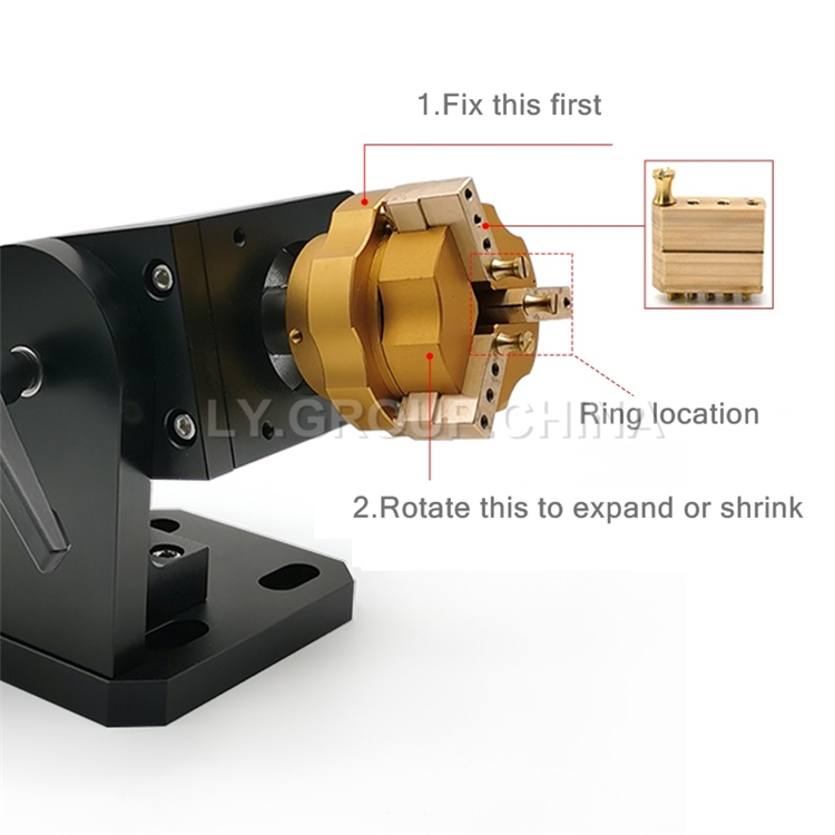 Professional Fiber Laser Carving Marking Engraving Machine Rotary Axis Jewelry Ring with Copper Clamp Jig Chuck for Wood Routers