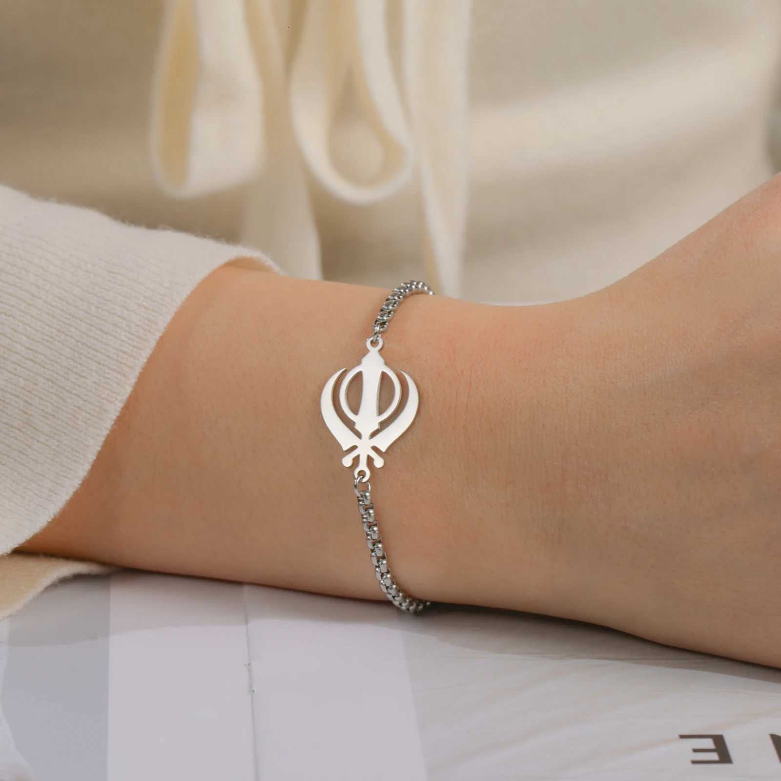 Handed Sikh religious symbols mens and wens bracelets stainless steel India Pakistan protective amets spiritual jewelry X250922 - view 6