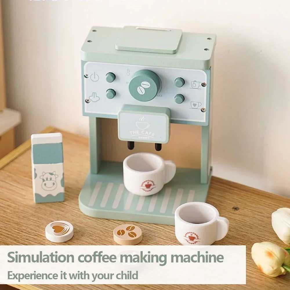 Kids Kitchen Toy Set Wooden Coffee Maker Set Simulation Cookie Maker Kit Pretend Play Educational Toys Gifts for Girls Boys C250922
