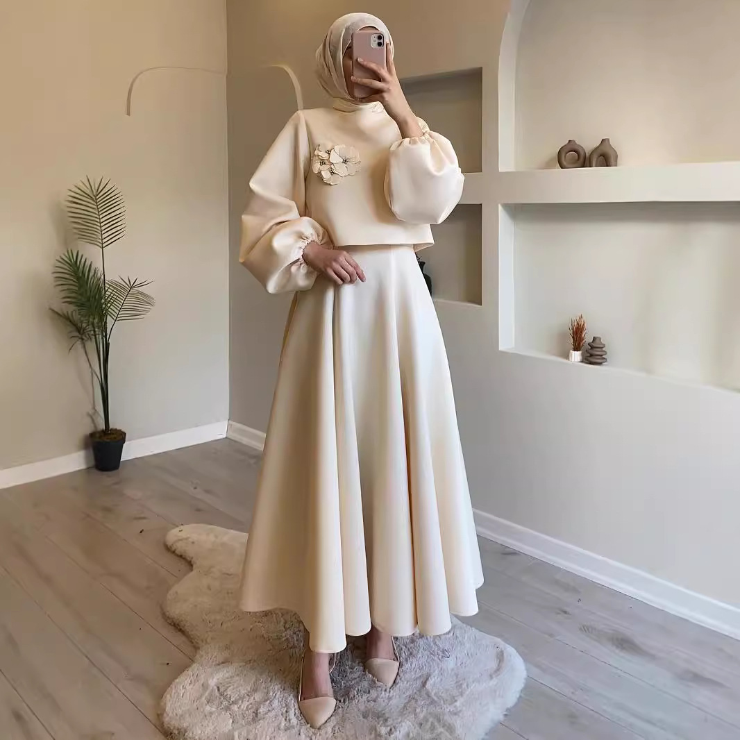 Women's dress, elegant women's two-piece set, dress suit, Muslim women's clothing
