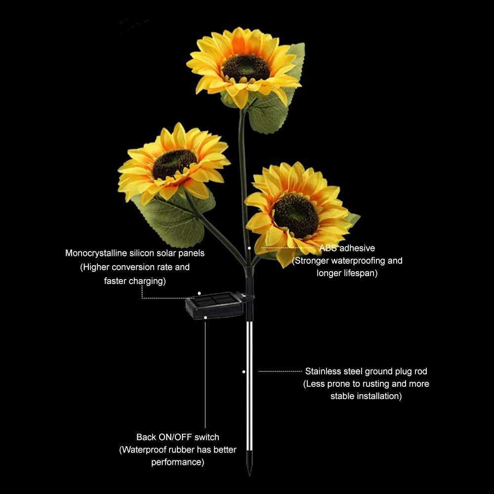 LED Solar Sunflower Light IP65 Waterproof Automatic Light On Lawn Lamp Solar Charging Garden Decoration Landscape Light C250922