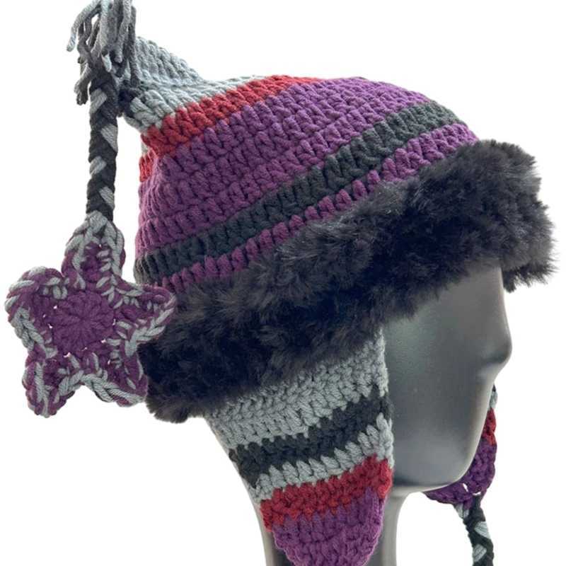 Winter Knitted Hat For Girl Outdoor Thick Warm Star Cs Cat Ear Hat for Wens Teens Girls Sunscreen Star Cs Y250920