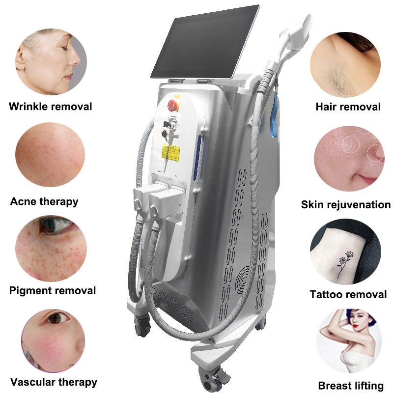 Nd yag laser elight ipl hair removing machine picosecond tattoo q switch e light rf wrinkle removal spa device 3 in 1